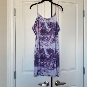 Lettuce Trim Marble Print Dress